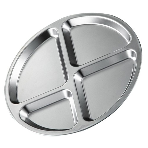 Divided Plate Tray Cafeteria Portion Control Plate Lunch Holder Stainless Steel