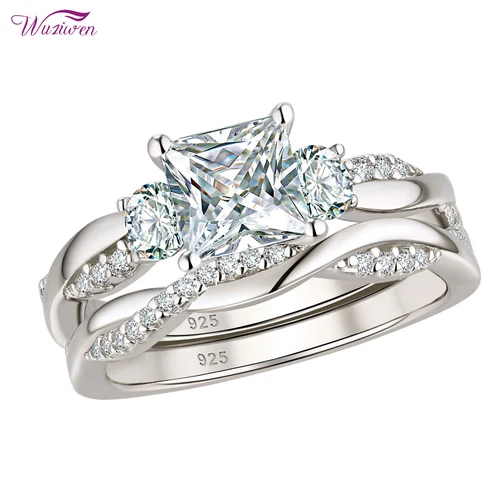 Wuziwen Vintage Ring Set for Her 925 Silver Infinity Engagement Promise Ring Set