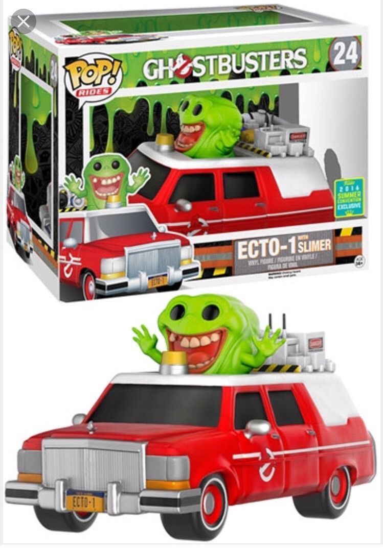 SCE EXCLUSIVE RED ECTO-1 WITH SLIMER POP VINYL FIGURE POP RIDES 24 BRAND NEW