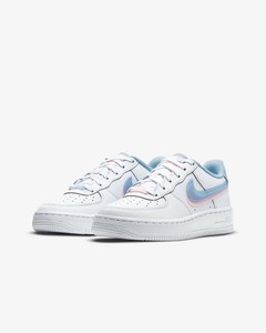 Nike Air Force 1 Low LV8 Double Swoosh CW1574-100 White Blue Pink GS Size  4Y-7Y | eBay