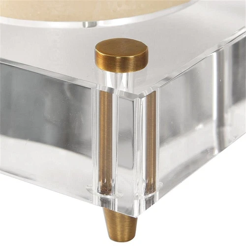 Uttermost Claire 2-Piece Crystal Block Candle Holder Set in Brass/Off White - Picture 4 of 4