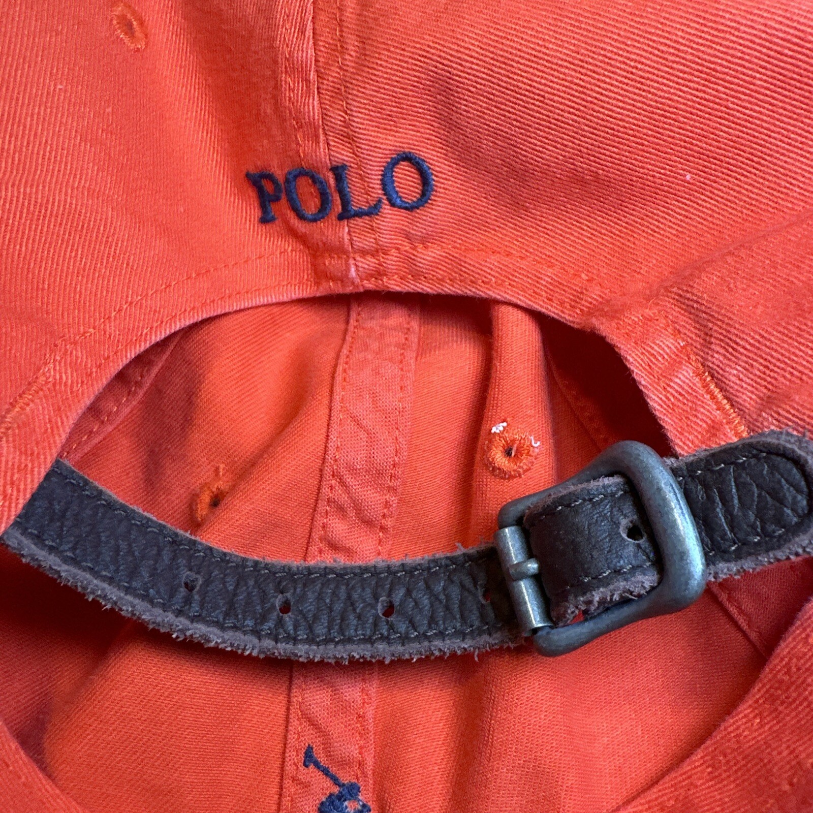 Polo Ralph Lauren berretto da baseball arancione brillante con pony blu navy