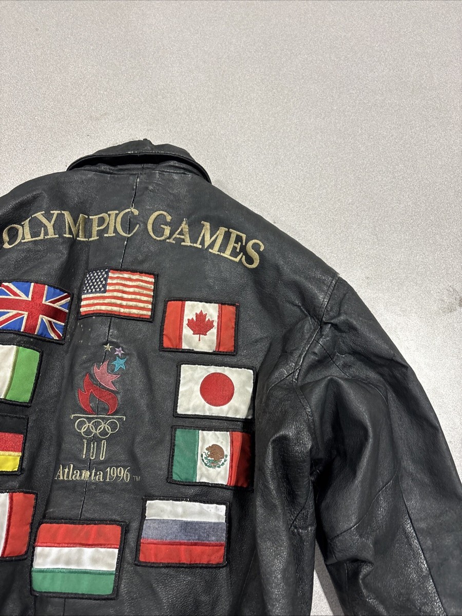 Vintage 1996 Atlanta Olympic Games American Toons Leather Jacket