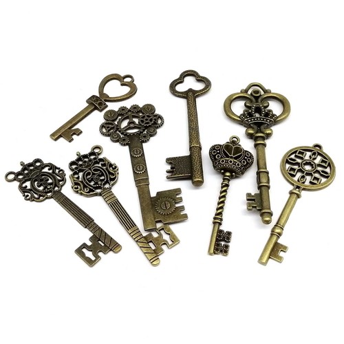 38pcs Mix Retro Antique Vintage Old Look Decorative Key Charms Jewelry Pendant G - Picture 5 of 6