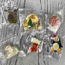 McDONALD's CREW Staff PIN LOT x6 1994 + Christmas Penguin Moose Snowman + SEALED