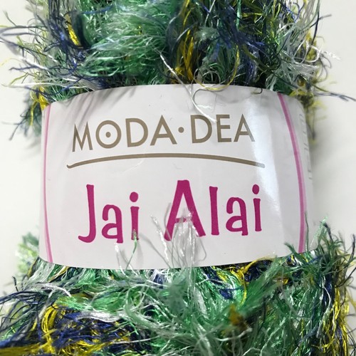 MODA DEA Jai Alai Lot of 4 Skeins Fern Green Blue Eyelash Novelty Yarn Crafts - Picture 3 of 7