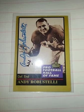 Andy Robustelli NY Giants /Pro Football H.O.F. Personally Autographed Crd (dec.)