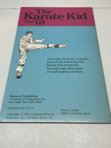 The Karate Kid Part III 3 Activity Book Cobra Kai 1989 New Old Stock - Picture 2 of 2