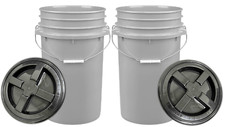 7 Gallon Food Grade Bucket Pail BPA Free with screw on lids Gray Pack of 2 