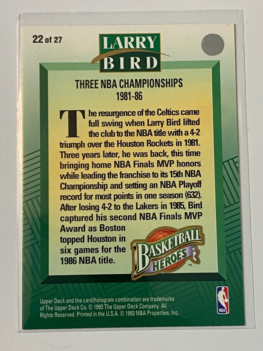 🏀 1992-93 Upper Deck Basketball Heroes #22 Larry BIRD 🏀 | eBay