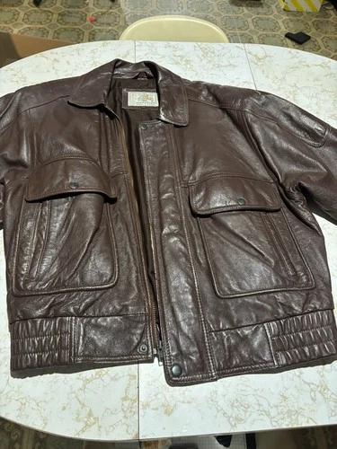 Vintage Gino Leather Flight Bomber Jacket Coat Size M Or L  Brown - product listing photo