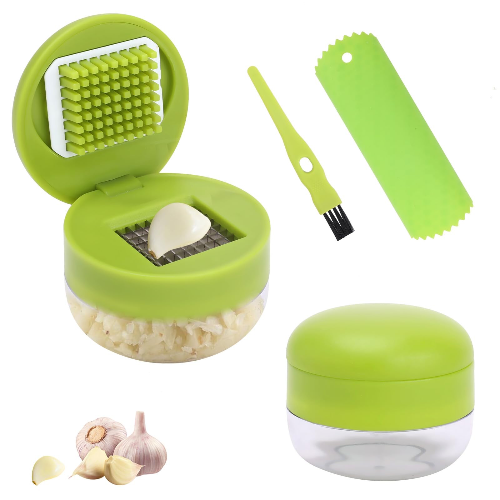 Presse-ail manuel en inox hachoir à ail ergonomique 2 pièces avec éplucheur de cuisine