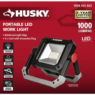 #ad Husky 1000 Lumens LED Portable Work Light Indoor Outdoor LG302C 10W1 $29.55