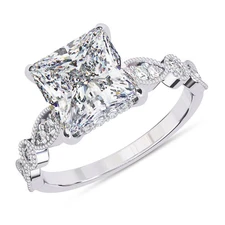 IGI 2.6 Ct Princess Lab Grown Diamond Hidden Halo Engagement Ring 14K White Gold