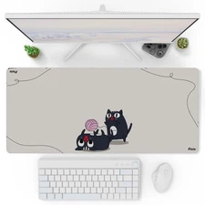Mouse Pads - 36 x 16 inch XXL Playful Cats Center Beige Multifunctional Large...