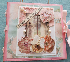 "A GOOD DAY" Junk Journal Handmade Folio Album 2 Signatures Ephemera 6.5x6.5"
