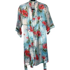 Private Luxuries Blue Floral Silky Robe