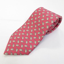HERMES tie pink gray all over animal pattern silk made in France