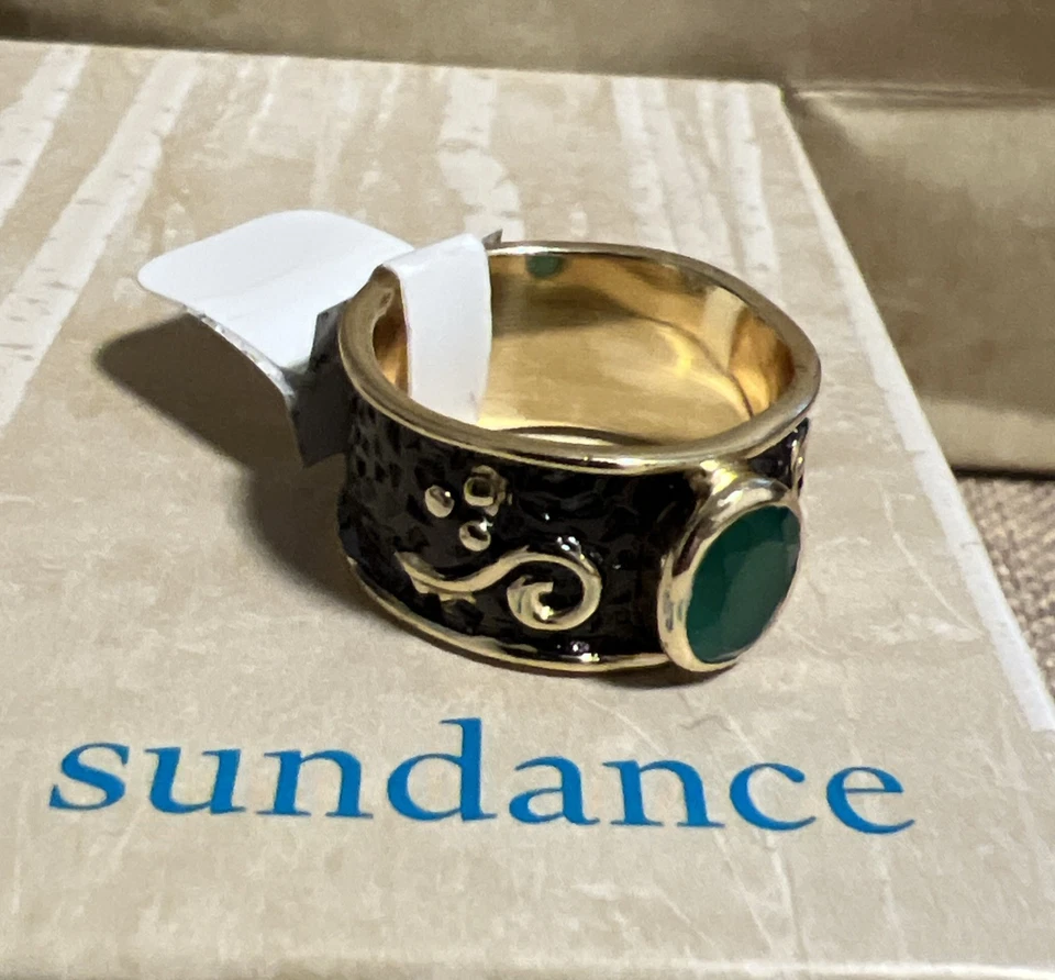 Nuevo con etiquetas Catálogo Sundance Plata Esterlina Piedra Verde “Anillo Bosque” Talla 8 $118 Foto 2 de 4