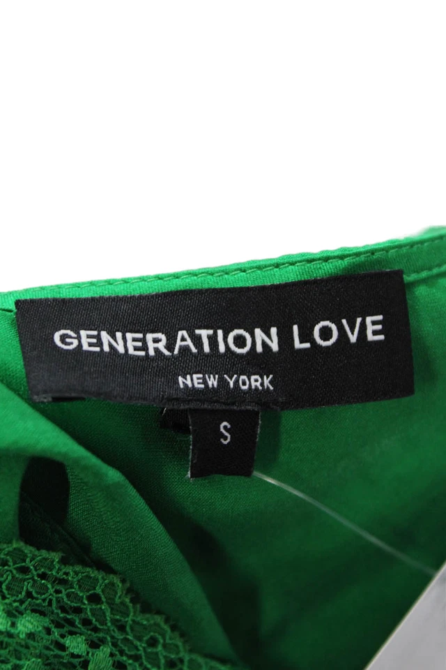 Generation Love Womens Silk Lace Trim V-Neck Tank Top Blouse Green Size S - Image 4 of 4