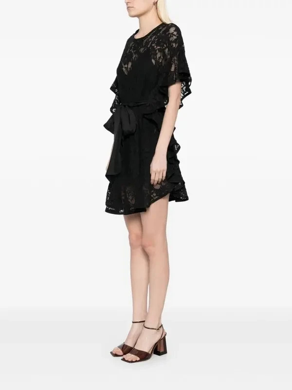 Zimmermann NWT Black Crush Lace Frill Tunic Top Mini Dress Size 2P image 2