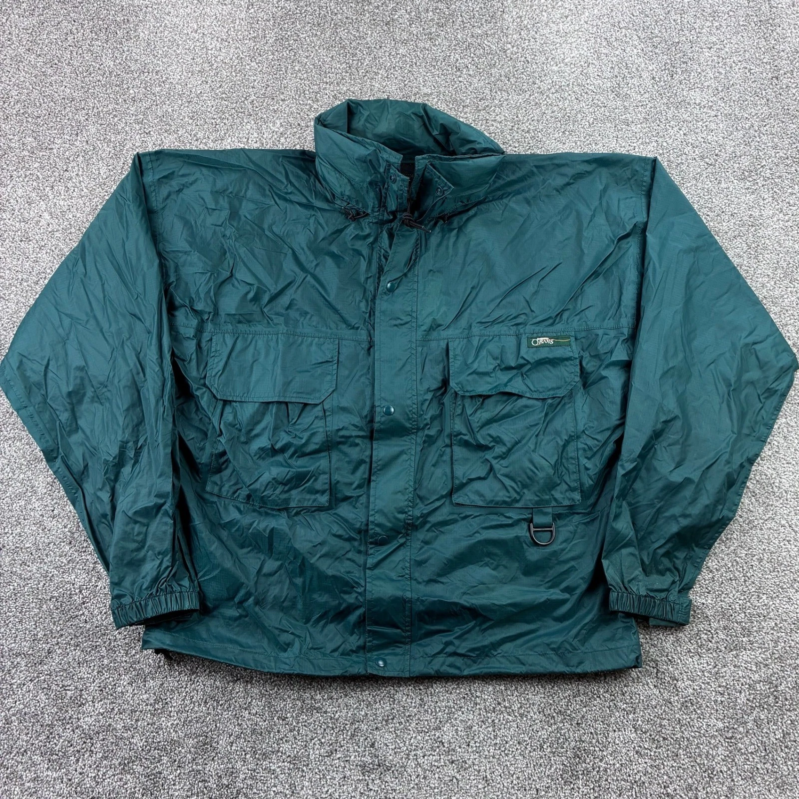 Vintage Orvis Jacket Mens 2XL Green Ripstop Fly Fishing Utility Jacket Rain