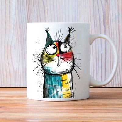 Cat Katze Doodle Zeichnung Nr 4 Mug Tasse Keramiktasse Geschenk Kaffeetasse