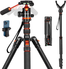 2 in 1 Camera Tripod Hunting Stand Foldable, 68" Ball Head Tripod for Camera a