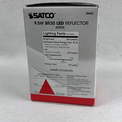 Case of 6 Satco S9622 LED Reflector Bulbs 9.5W 4000K 65W Eq - Picture 13 of 16