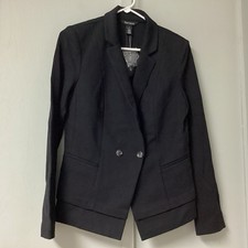 WHITE HOUSE BLACK MARKET Size 6 Black Double Breasted Blazer Ponte Jacket New