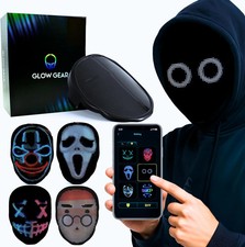 Glow Gear Face Transforming LED Mask App-Controlled Light Up Cosplay Mask with 1