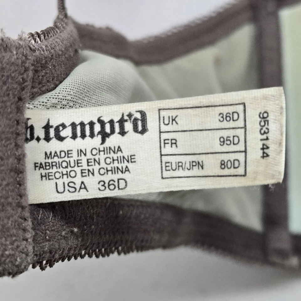 Btempt'd Women Bra 36D Taupe Floral Balconette Underwired Lace Strap - Image 3 of 4