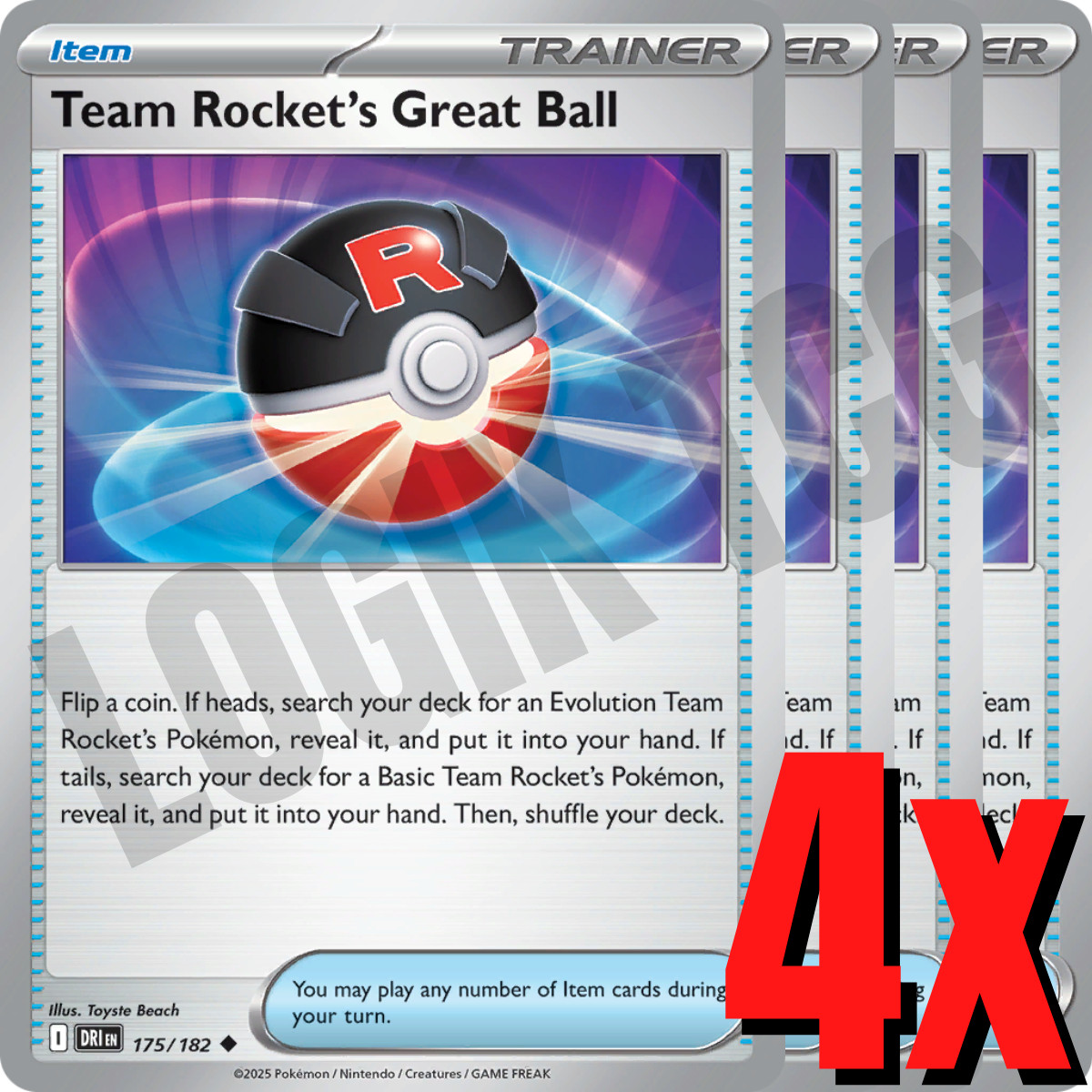 4x Team Rocket's Great Ball 175/182 x4 - Destined Rivals - Pokemon TCG - Playset