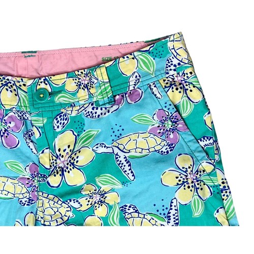 Lilly Pulitzer Walsh Shorts Moving Slowly Sea Turtles 5" Inseam Bermuda sz 12 - Picture 2 of 9