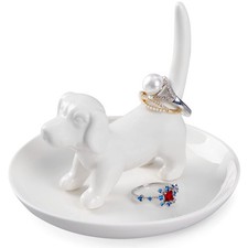 Spegiffu Dog Mom Gifts for Women - Ring Holder Jewelry Dish Tray, White 