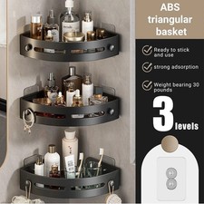3PC Shower Caddy Bathroom Suction Shelf Storage Shampoo Soap Holder No Drill