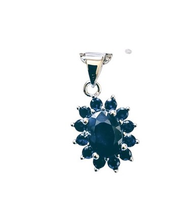 GEM BALLET 0,94ct NATURAL Saphir 925 Sterling Silber Anhänger Halskette PEN199