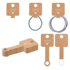 Necklace Display Cards, 100 Pcs Kraft Jewelry Packaging Cards 4 x 1.5 Handmade w