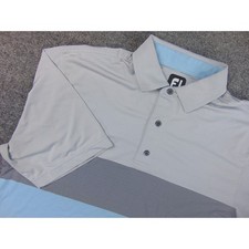 FootJoy Polo Mens Large Colorblock Gray Blue Striped Golf Shirt Short Sleeve