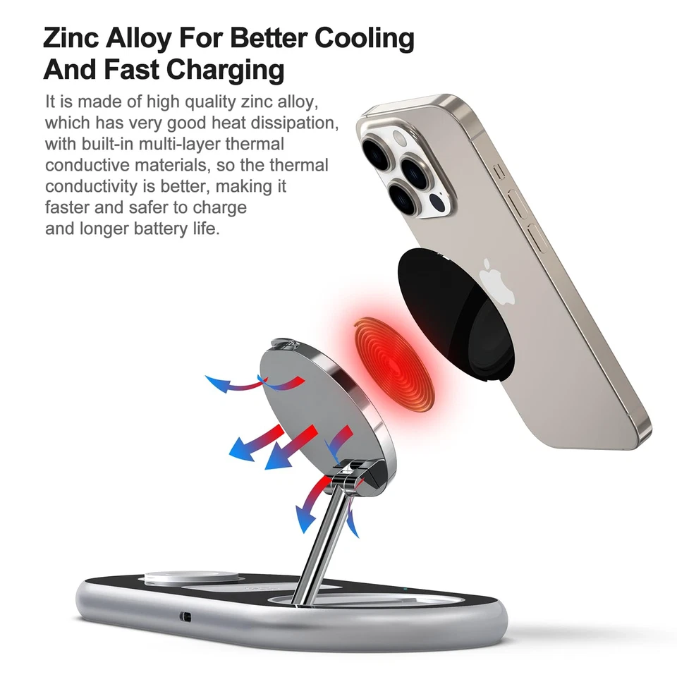 Estación de carga 3 en 1 para dispositivos Apple, soporte de cargador Mag-Safe más rápido, Mag... Foto 2 de 4