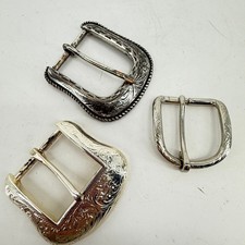 Western Floral Engraved Silver Tone Belt Buckle Lot Of 3 Replacement Hardware