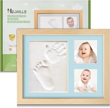 Newborn Foot  Hand Print Kit, Keepsake Frame Walnut 