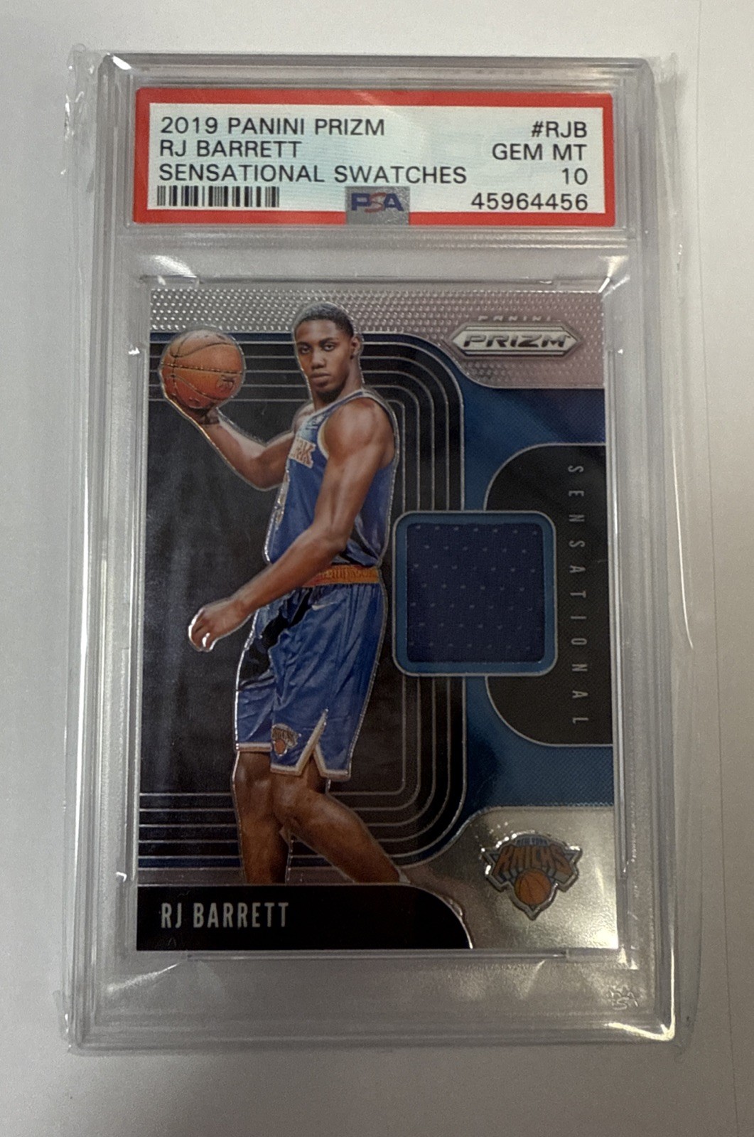 2019 PANINI PRIZM RJ BARRETT SENSATIONAL SWATCHES PSA #RJB GEM MT 10