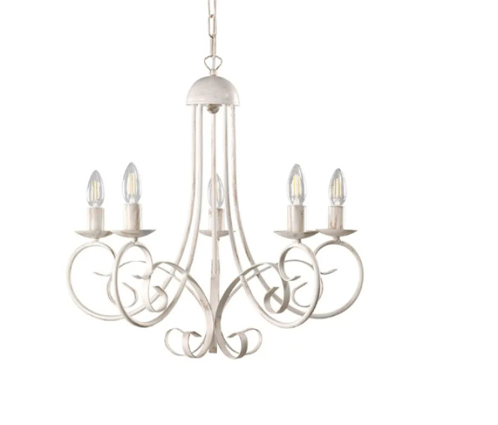 Lustre 5 Lumières Pompei Dkl Italia DKL4885/5 Blanc Vieilli