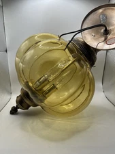 Vintage Early American Hanging Amber Light 