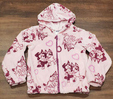 Bluey Fleece Zip Jacket Girls Size 4 Pink Hooded Bingo Hearts Love NWT