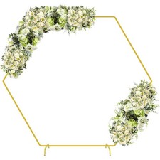 7.2FT Hexagon Wedding Arch, Metal Arch Backdrop Stand for Wedding Party Gold