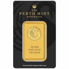 The Perth Mint Kangaroo 100 Gram Gold Minted Bullion Bar (Sealed In Assay) 3636.88 per troy oz