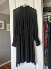 Tory Burch Colette in Black Lightweight Silk Georgette Midi Dress Size 6