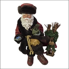 Possible Dreams Santa Claus Figure Nicholas of the North Rustic Red Sleigh Base